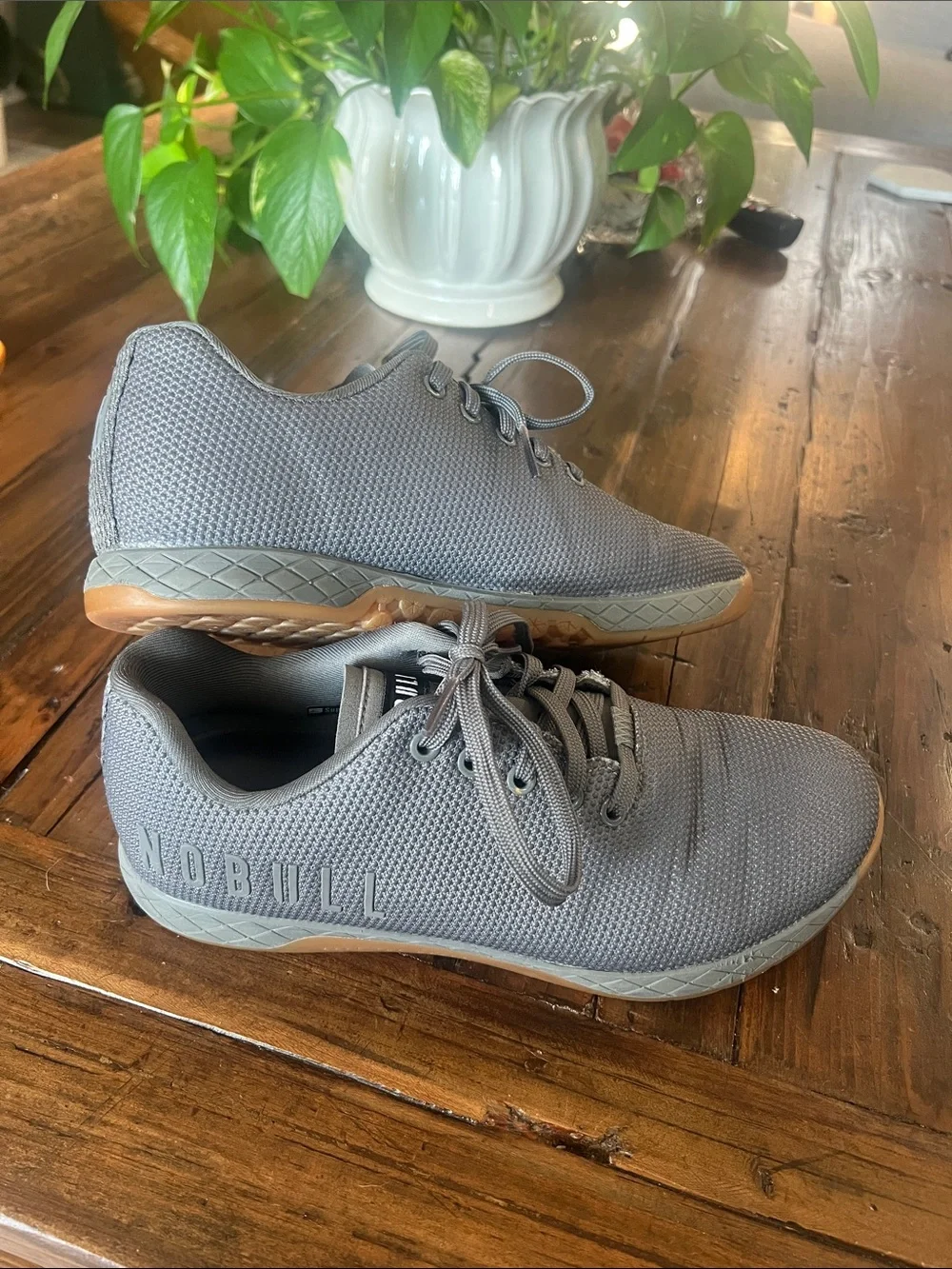 NOBULL Men’s Dark Grey/Gum Gym Trainer Sneaker with Super-fabric size M9